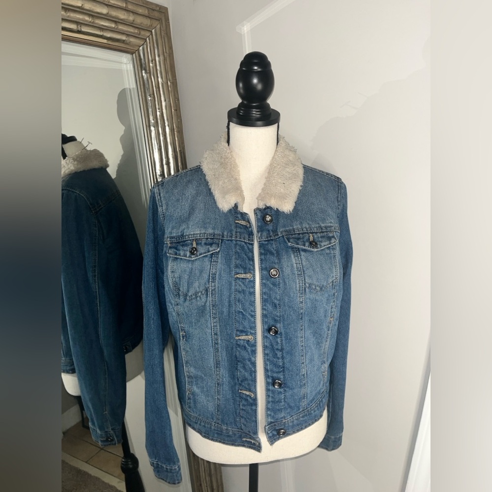 Denim Sherpa-Lined Jacket
